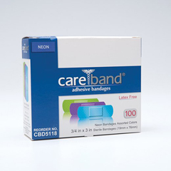 ASO Corporation Adhesive Strip Careband 3/4 X 3 Inch Plastic Rectangle Neon Sterile, 100 per Box