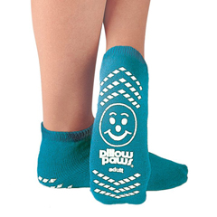 MON276560PR - PBE - Slipper Socks Pillow Paws Teal Ankle High