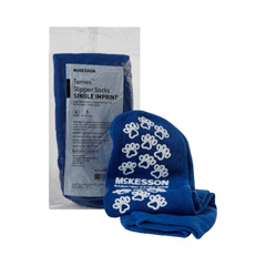 MON480453PR - McKesson - Slipper Socks Bariatric, Extra Wide Royal Blue Above the Ankle, Single Imprint