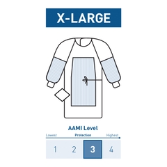 McKesson Fabric Reinforced Surgical Gown with Towel X-Large Unisex AAMI Level 3 Sterile Blue, 1/PK