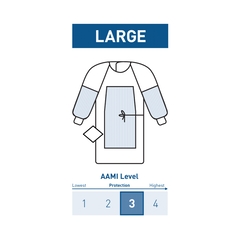 McKesson Fabric Reinforced Surgical Gown with Towel Large Unisex AAMI Level 3 Sterile Blue, 1/PK