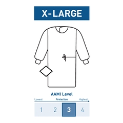 McKesson Non-Reinforced Surgical Gown with Towel X-Large Unisex AAMI Level 3 Sterile Blue, 28/CS