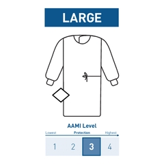 McKesson Non-Reinforced Surgical Gown with Towel Large Unisex AAMI Level 3 Sterile Blue, 30/CS