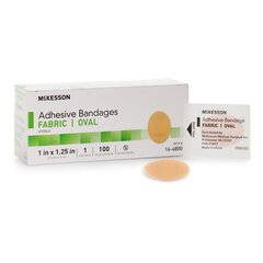 McKesson Adhesive Strip 1 X 1-1/4 Inch Fabric Oval Tan Sterile, 100 EA/BX