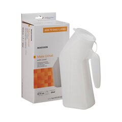 McKesson Male Urinal 32 oz. / 946 mL With Cover Single Patient Use, 1/ EA