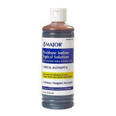 Major Pharmaceuticals Skin Prep Solution Major 8 oz. Bottle 10% Strength Povidone-Iodine NonSterile, 1/EA