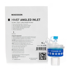 McKesson Heat and Moisture Exchanger with Filter 28.4 mg H2O / L @ VT 500 mL 2.29 cm H20 @ 30 LPM, 0.25 cm H20@ 8 LPM, 1/PK