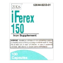 Nnodum Corp Mineral Supplement Iferex Iron 150 mg Strength Capsule 100 per Bottle