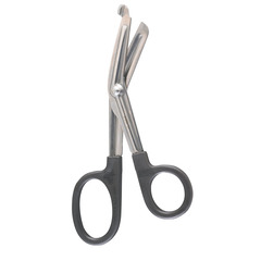 McKesson Bandage and Utility Scissors Argent Black 6-1/2 Inch Surgical Grade Stainless Steel / Plastic NonSterile Finger Ring Handle Angled Blunt/Blunt, 1/ EA