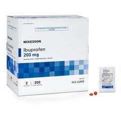 McKesson Pain Relief Brand 200 mg Strength Ibuprofen Unit Dose Tablet 200 per Box, 2400/CS