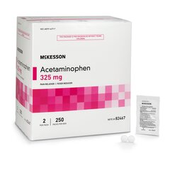 McKesson Pain Relief Brand 325 mg Strength Acetaminophen Unit Dose Tablet 250 per Box, 3000/CS