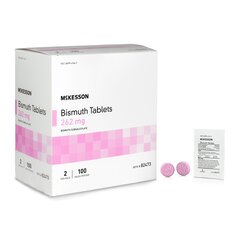 McKesson Anti-Diarrheal Brand 262 mg Strength Tablet 100 per Box, 100/BX