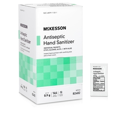 McKesson Hand Sanitizer with Aloe 0.9 Gram Ethyl Alcohol Gel Individual Packet, 144/BX