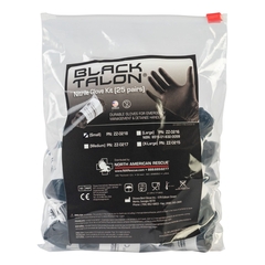 North American Rescue Exam Glove Black Talon Medium NonSterile Nitrile Extended Cuff Length Fully Textured Black Not Rated, 25 EA/PK