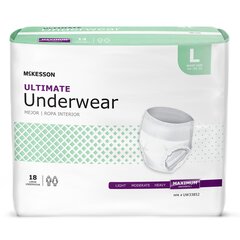 McKesson Unisex Adult Absorbent Underwear Pull On with Tear Away Seams Large Disposable Heavy Absorbency, 72 EA/CS