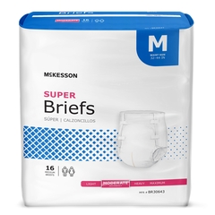 McKesson Unisex Adult Incontinence Brief Medium Disposable Moderate Absorbency, 16 EA/BG