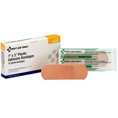 Acme Adhesive Strip First Aid Only™ 1 X 3 Inch Plastic Rectangle Tan Sterile, 960/CS