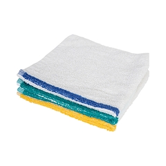 Royal Blue Bar Towel 17 X 20 Inch OE Cotton White Stripe Reusable, One Dozen