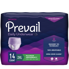 First Quality Prevail&reg; Women's Daily Maximum Absorbency Pull-On Incontinence Underwear, 2XL, 14 EA/BG, 4 BG/CS (56 total)