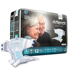 Attends Premier Heavy Absorbency Briefs with Tab Closure, Large, 12/BG