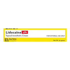 Patrin Pharma Lidocaine HCl 4% Cream 30 Gram, 1 Each