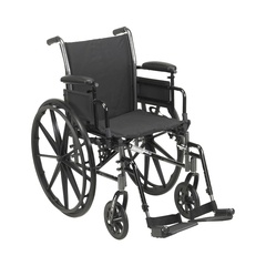 McKesson Lightweight Wheelchair Cruiser III Dual Axle Desk Length Arm Flip Back, Padded, Removable Arm Style Mag Wheel Black 18 Inch Seat Width 300 lbs. Weight Capacity, 1/ EA
