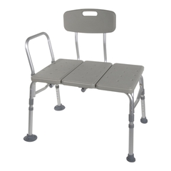 McKesson Knocked Down Bath Transfer Bench, Removable Arm Rail, 17-1/2 to 22-1/2 Inch Seat Height, 400 lbs. Weight Capacity, 1/EA
