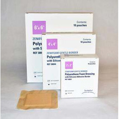 Focus Health Group Foam Dressing Zenifoam Gentle Border 2 X 2 Inch With Border Waterproof Backing Silicone Face and Border Square Sterile, 10/BX