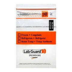 Minigrip Specimen Transport Bag with Document Pouch Lab Guard TearZone 6 X 9 Inch Zip Closure Biohazard Symbol / Storage Instructions NonSterile, 1000/CS