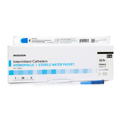 McKesson Urethral Catheter Straight Tip Hydrophilic Coated PVC 10 Fr. 8 Inch, 1/EA