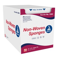 Dynarex Nonwoven Sponge Dynarex&reg; 2 X 2 Inch 4-Ply Sterile 2 per Pack, 1500/CS