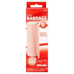 Mueller Sports Elastic Bandage Mueller&reg; 6 Inch X 5.3 Foot Clip Detached Closure Beige NonSterile Standard Compression, 1/EA