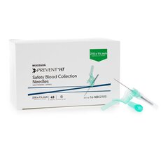 McKesson Prevent HT Blood Collection Needle 21 Gauge 1-1/4 Inch Needle Length Safety Needle Without Tubing Sterile, 48/BX