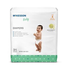 McKesson Unisex Baby Diaper Tab Closure Size 4 Disposable, 31/BG