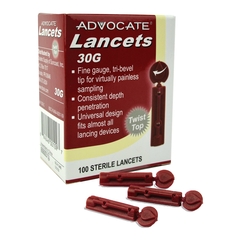 MON1146715CS - Pharma Supply - Lancet Advocate Safety Lancet Needle 30 Gauge Twist Top Activation, 5000/CS