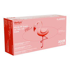 Ventyv Exam Glove Ventyv™ Ultra 3.5 CORAL (FLAMINGO) Medium NonSterile Nitrile Standard Cuff Length Textured Fingertips Coral Not Rated