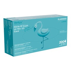 Ventyv Exam Glove Ventyv Ultra 3.5 CORAL (FLAMINGO) Large NonSterile Nitrile Standard Cuff Length Textured Fingertips Coral Not Rated