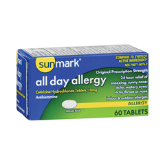 MON1149632BX - McKesson - Allergy Relief sunmark 10 mg Strength Tablet 60 per Box, 60 EA/BX