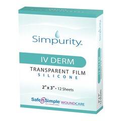 Safe n Simple I.V. Dressing Simpurity IV Derm Foam / Silicone 2 X 3 Inch Sterile