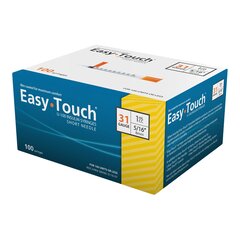 MHC Medical Insulin Syringe with Needle EasyTouch 1 mL 31 Gauge 5/16 Inch Attached Needle Without Safety, 100/BX, 5BX/CS