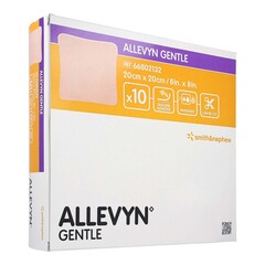 Smith & Nephew Foam Dressing Allevyn Gentle 8 X 8 Inch Without Border Film Backing Silicone Adhesive Square Sterile, 20/CS