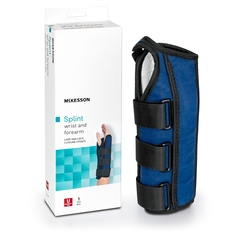 McKesson Wrist / Forearm Brace Aluminum / Nylon / Foam / Flannelette Left Hand Black / Blue One Size Fits Most, 1/EA