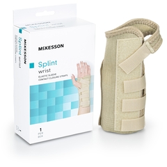McKesson Wrist Brace Low Profile / Contoured / Wraparound Aluminum / Cotton / Elastic Left Hand Beige x-Large, 1/EA