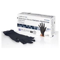 McKesson Exam Glove Confiderm LDC X-Large NonSterile Nitrile Standard Cuff Length Fully Textured Black Chemo Tested / Fentanyl Tested, 230 per Box