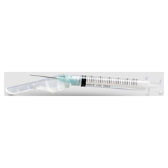 McKesson Syringe with Hypodermic Needle McKesson Prevent 3 mL 22 Gauge 1 Inch Ultra Thin Wall Hinged Safety Needle, 400 EA/CS