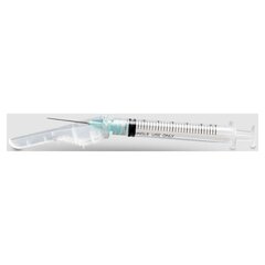 McKesson Syringe with Hypodermic Needle Prevent 3 mL 23 Gauge 1 Inch Ultra Thin Wall Hinged Safety Needle, 1/EA