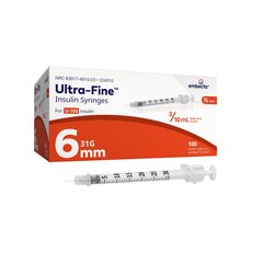 Embecta Standard Insulin Syringe with Needle Veo™ Ultra-Fine™ 0.3 mL 15/64 Inch 31 Gauge NonSafety Regular Wall, 100/BX