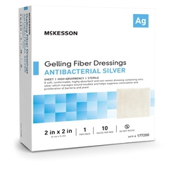 McKesson Silver Gelling Fiber Dressing 2 X 2 Inch Square Sterile, 100/CS