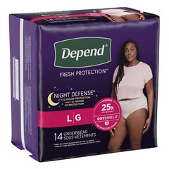 Kimberly-Clark Female Adult Absorbent Underwear Depend&reg; Night Defense&reg; Waistband Style Large Disposable Heavy Absorbency
