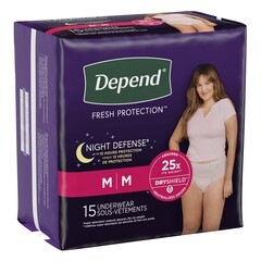 Kimberly-Clark Female Adult Absorbent Underwear Depend&reg; Night Defense&reg; Waistband Style Medium Disposable Heavy Absorbency